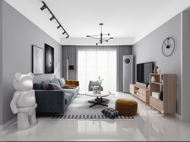 132平现代风格家，温馨且舒适-客厅效果图及设计说明