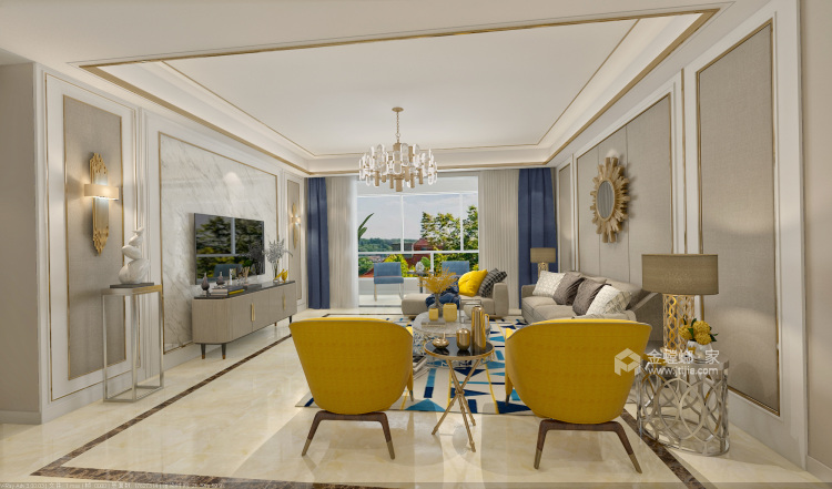 180平现代风 幸福五口之家-客厅效果图及设计说明