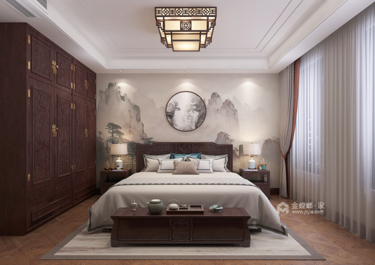 168平简洁明快的空间，完美呈现中式文化底蕴-卧室效果图及设计说明