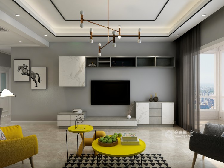 打造现代风格空间的专属温馨感和情趣感-客厅效果图及设计说明