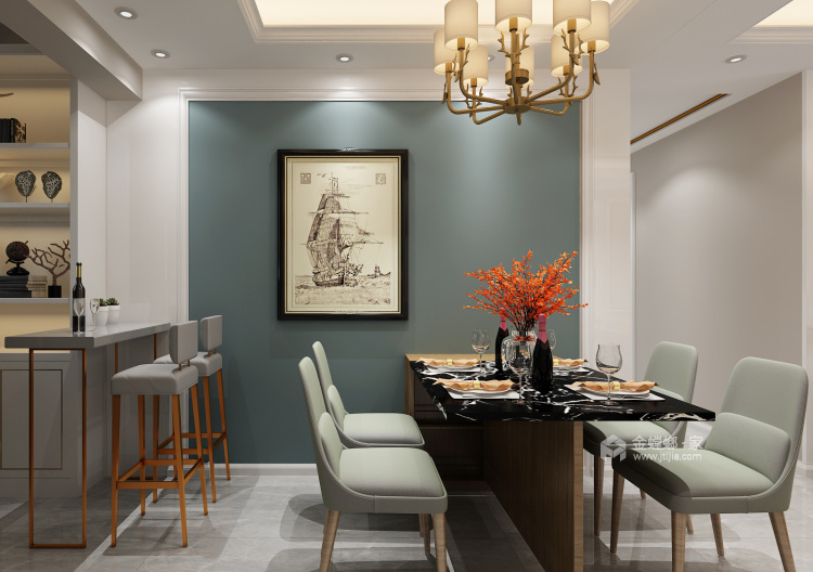 125平撞色现代风 空间简洁舒适-餐厅效果图及设计说明