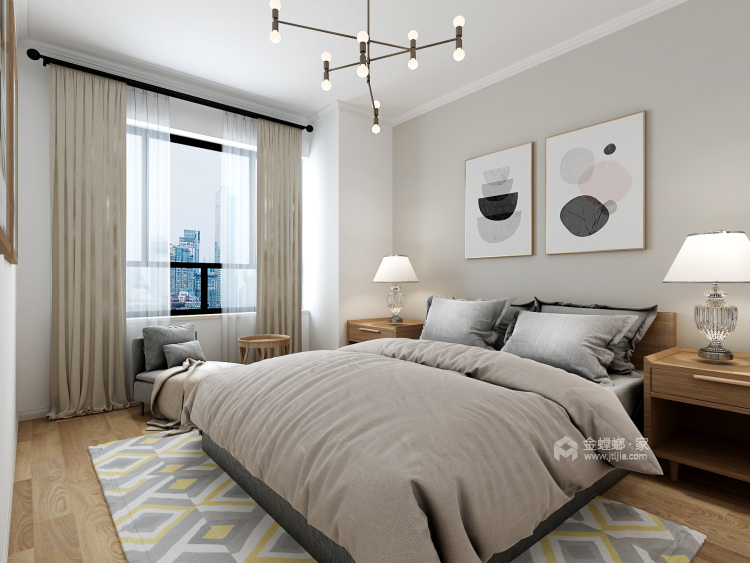 125平撞色现代风 空间简洁舒适-卧室效果图及设计说明