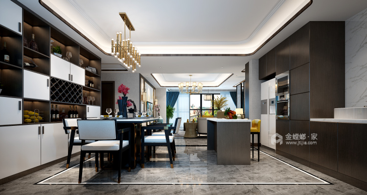 香漫里 160平新中式风格三口之家-餐厅效果图及设计说明