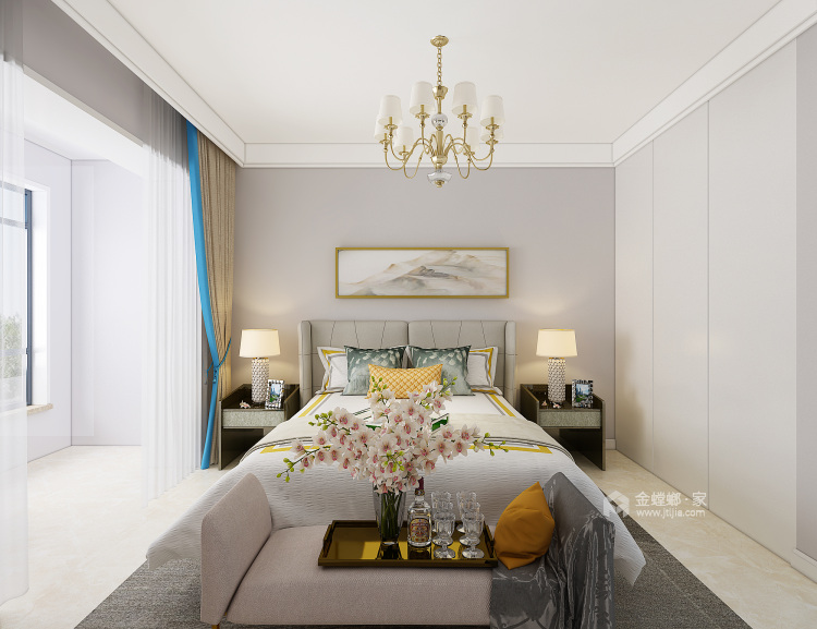 眼前一亮的100平现代简约温馨之家-卧室效果图及设计说明