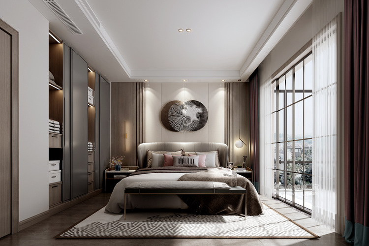 现代气派的246平私家大宅，享受高品质生活-卧室效果图及设计说明