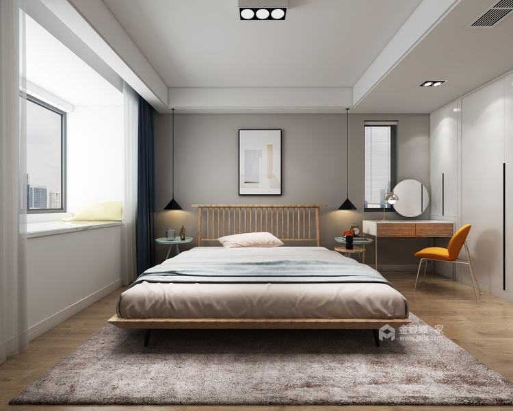 94平现代简约温馨小空间-卧室效果图及设计说明