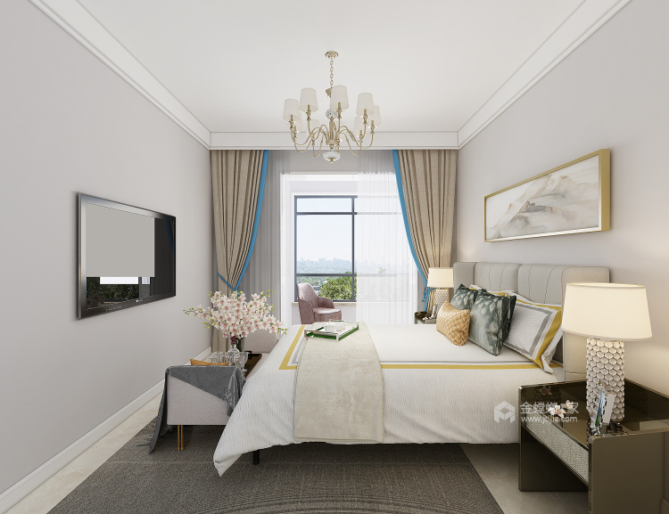 眼前一亮的100平现代简约温馨之家-卧室效果图及设计说明