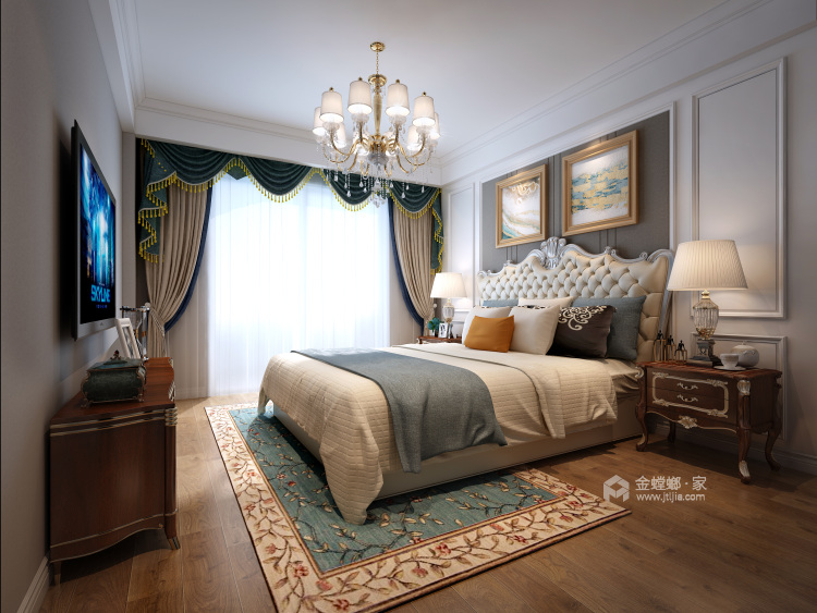 三房改两房 132平大气明快浪漫欧式风-卧室效果图及设计说明