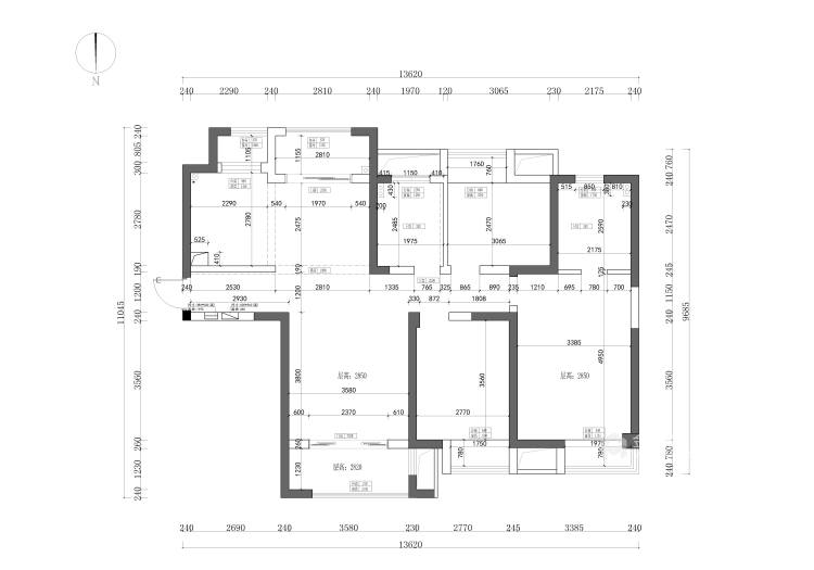 135平现代风格-灰色打造的简约空间层次感-业主需求&原始结构图