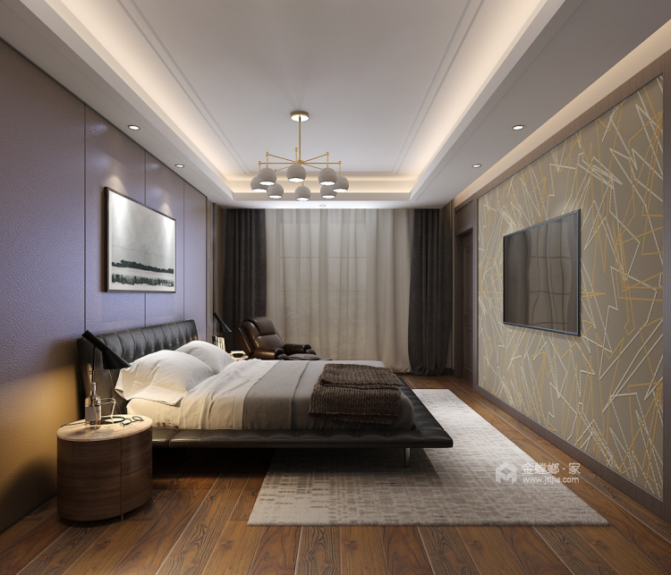 灰色调为主 更加突出现代感-卧室效果图及设计说明