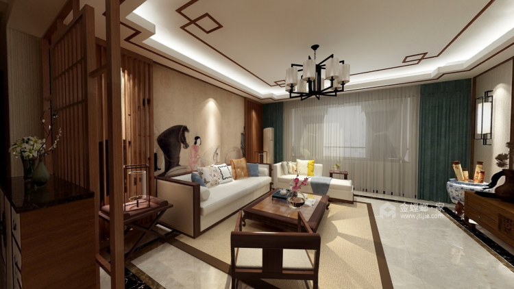 新中式 给孩子一个温暖的家-客厅效果图及设计说明