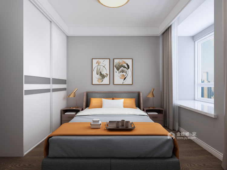 135平现代风格-灰色打造的简约空间层次感-卧室