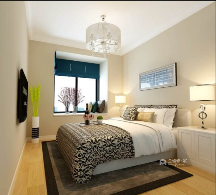 100平绿色现代风 享受度假的感觉-卧室效果图及设计说明
