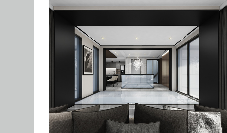 400平现代风别墅家居 如何增加更多空间利用率-客厅效果图及设计说明