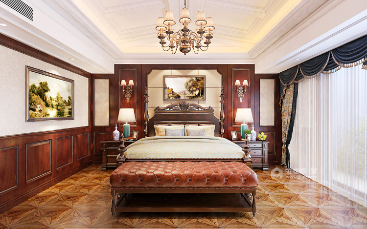复古浪漫的480平美式别墅住宅，享受高品质生活-卧室效果图及设计说明