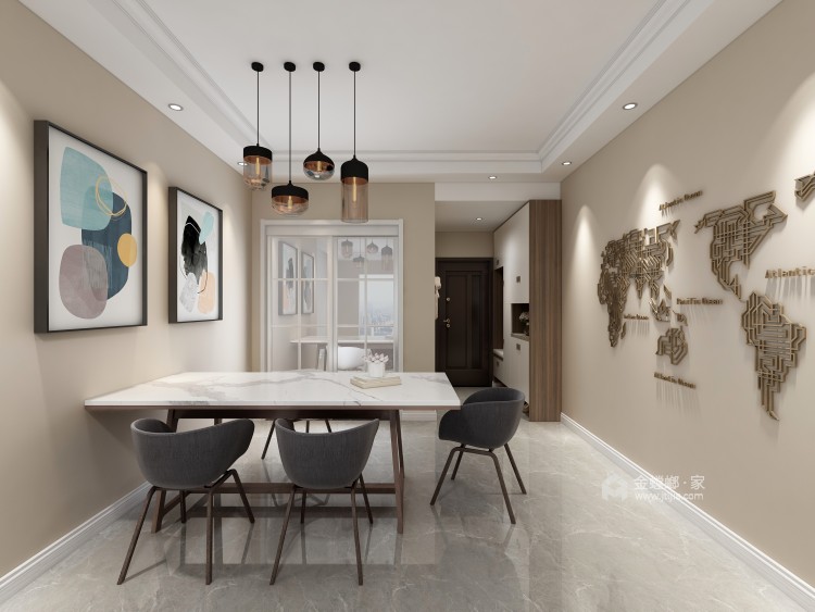 109平米现代风格，把阳光和温馨带到家-餐厅效果图及设计说明