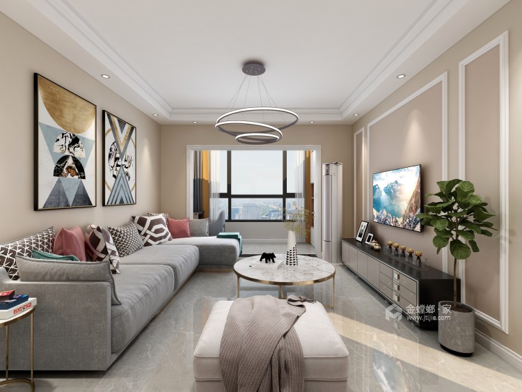 109平米现代风格，把阳光和温馨带到家-空间效果图