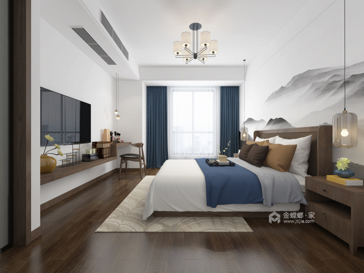 132平米新中式，素雅清爽-卧室效果图及设计说明