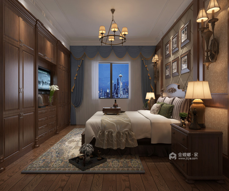 300平美式，勾勒出精致与轻奢的质感-卧室效果图及设计说明