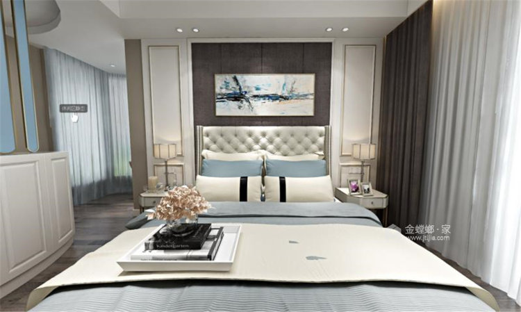安静简洁的160㎡现代风案例-卧室效果图及设计说明