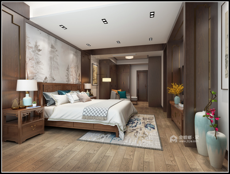 343平传统风韵与现代审美新中式风-卧室效果图及设计说明
