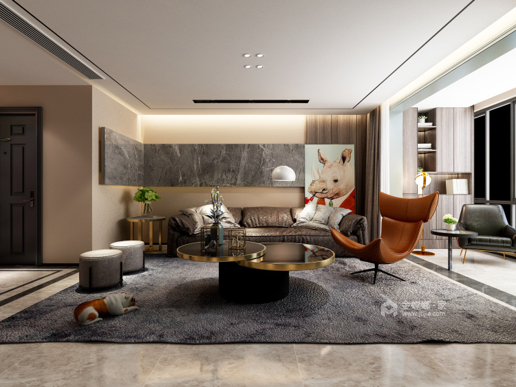135平现代，居家的选择-客厅效果图及设计说明