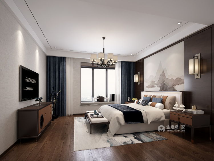 167平现代与古典交融的新中式-卧室效果图及设计说明