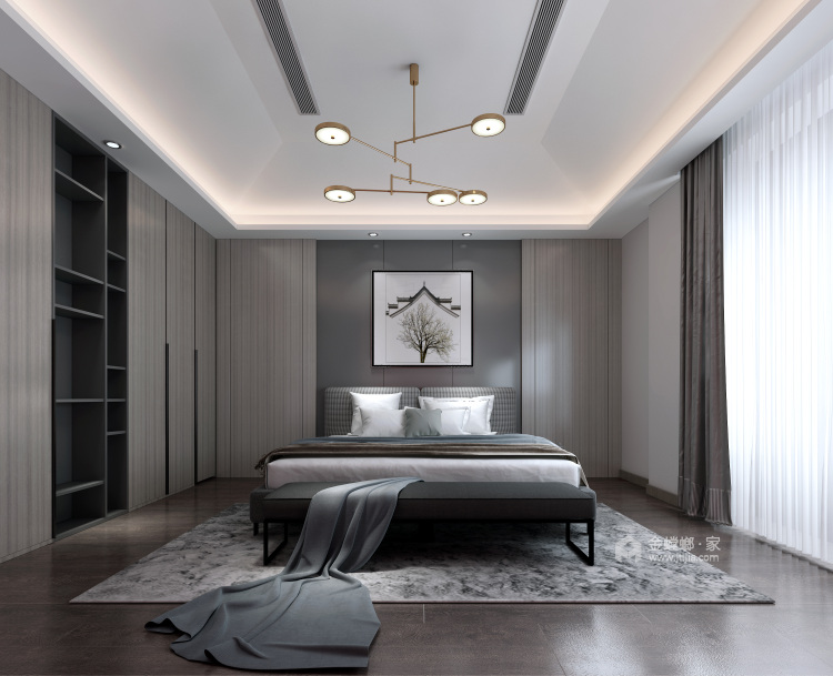 大道至简--160平现代极简主义的雅致美学-卧室效果图及设计说明