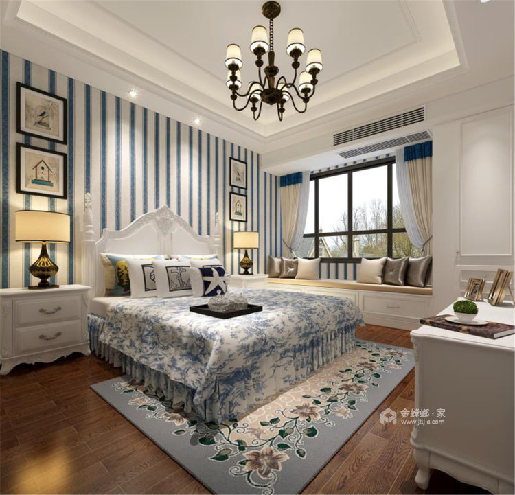 看一眼就会爱上的现代美式风-卧室效果图及设计说明