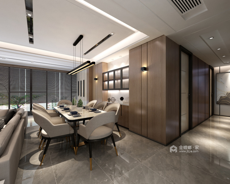 140平雍锦里现代风格-充满质感的港式风案例-餐厅效果图及设计说明