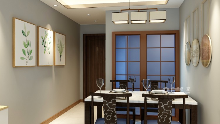 72平小户型新中式雅居-餐厅效果图及设计说明