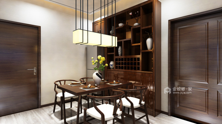 新中式客厅装修效果图，演绎传统文化！-餐厅效果图及设计说明