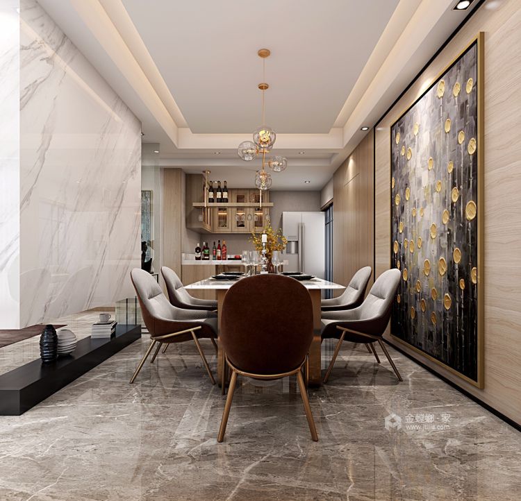 140平优雅三居室 时尚与现代的碰撞-餐厅效果图及设计说明