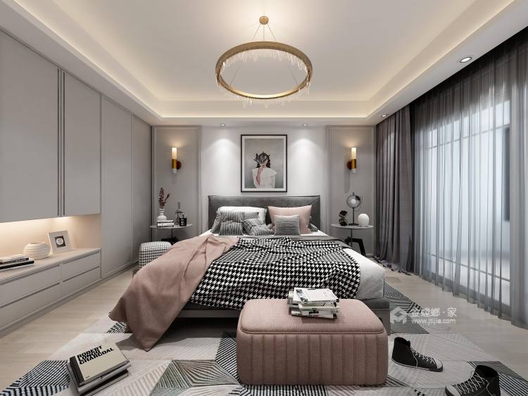 100平小资生活空间现代风格-卧室效果图及设计说明