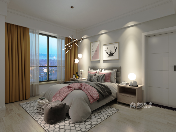 用白色于原木色打造一个淡雅活泼的空间-卧室效果图及设计说明