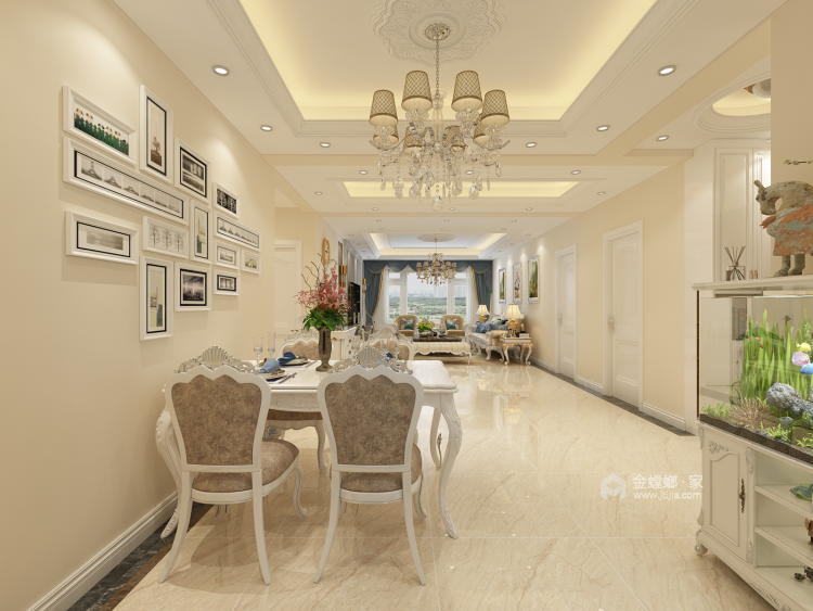 150平浅色调欧式 轻奢大气三居室-餐厅效果图及设计说明