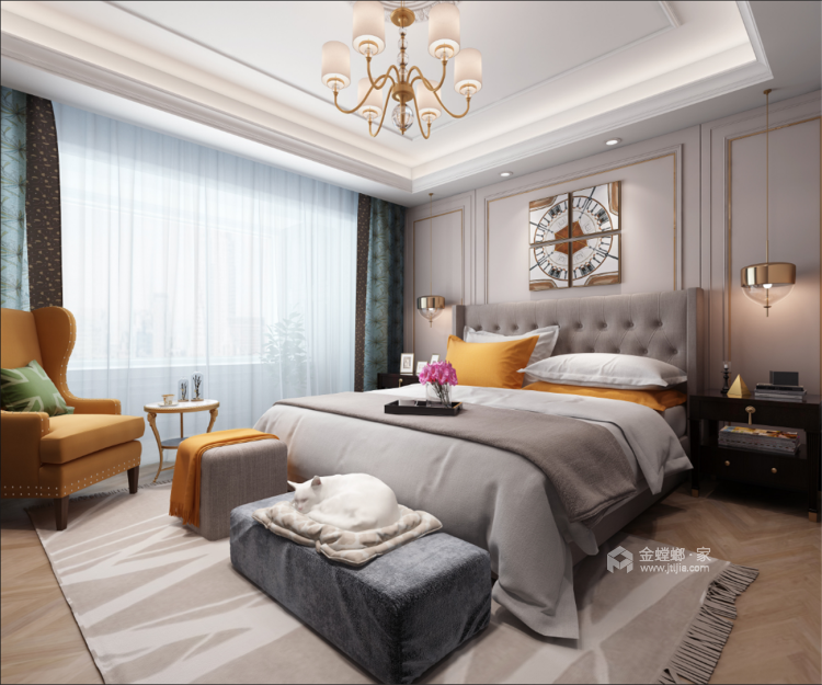 阿卡迪亚现代美式经典案例-卧室效果图及设计说明