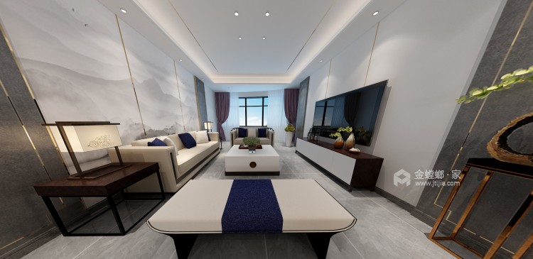 优雅新中式 打造出更适合现代人的舒适空间-客厅效果图及设计说明