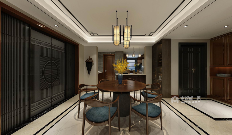 优雅的中式生活 157㎡新中四居-餐厅效果图及设计说明