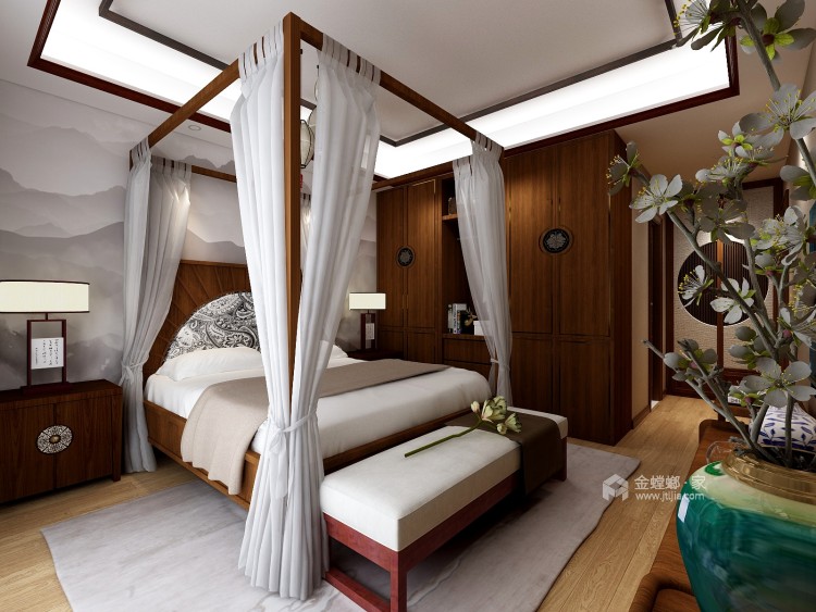 优雅的中式生活 157㎡新中四居-卧室效果图及设计说明