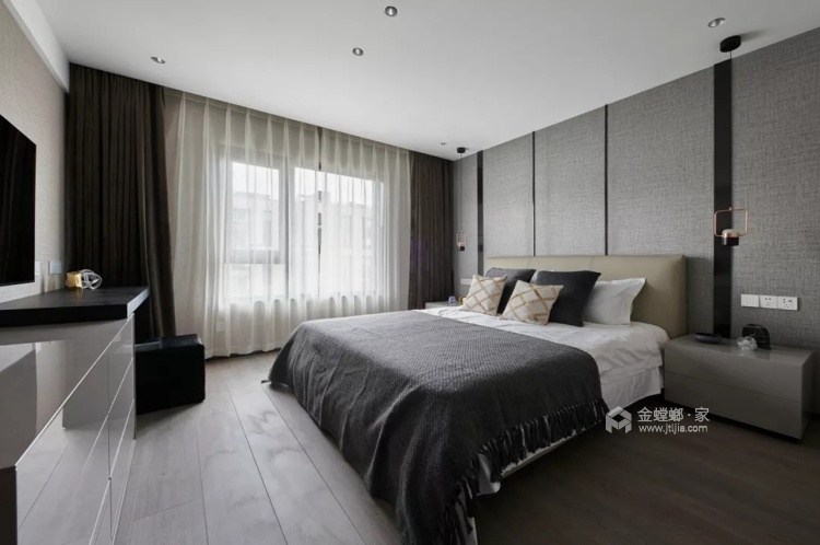 迷人的轻奢主义，115平米现代风格-卧室效果图及设计说明