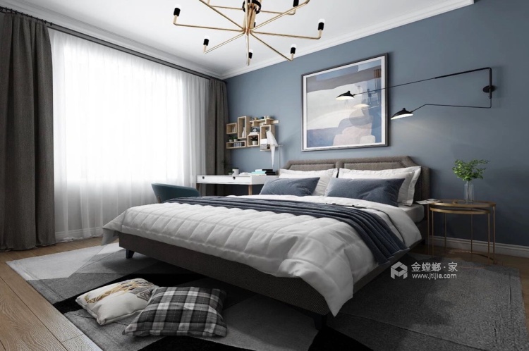 轻奢，高贵而简约的完美融合，112平米现代风格-卧室效果图及设计说明