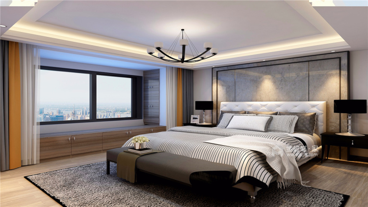 沉稳中的低调 177平米现代风格-卧室效果图及设计说明
