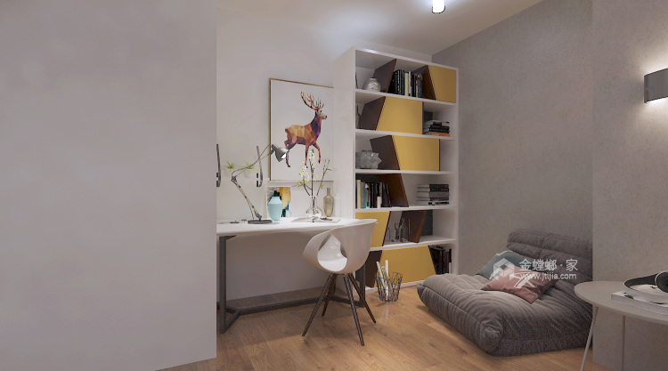 俏皮可爱的明黄色两口之家-卧室效果图及设计说明
