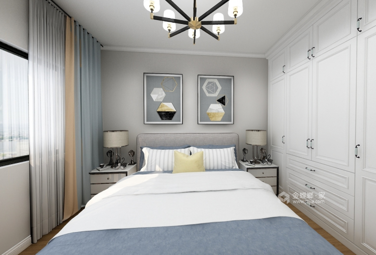 蓝山湾北欧风格-卧室效果图及设计说明