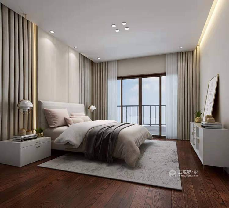 蓝山湾现代轻奢风-卧室效果图及设计说明