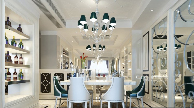 240平现代风格跃层公寓-餐厅效果图及设计说明