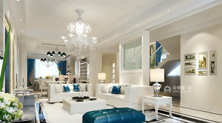 240平现代风格跃层公寓-客厅效果图及设计说明