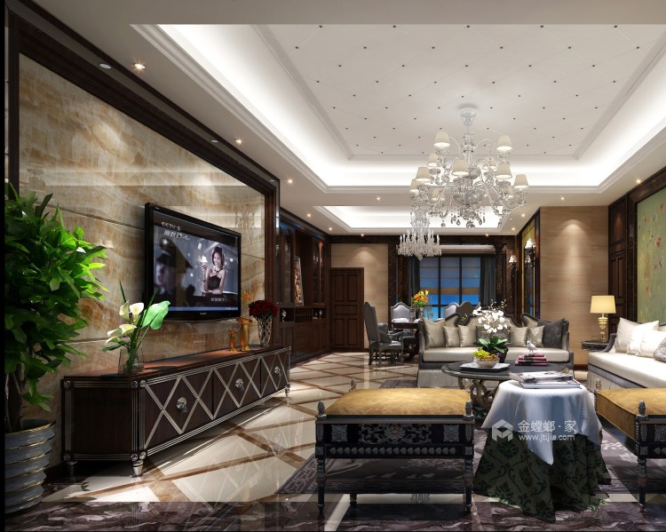 320平欧式 三代同堂的温馨-客厅效果图及设计说明