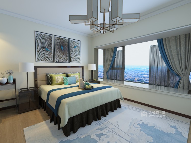 150㎡新中式，古色古香与现代风格的简单素雅自然衔接-卧室效果图及设计说明